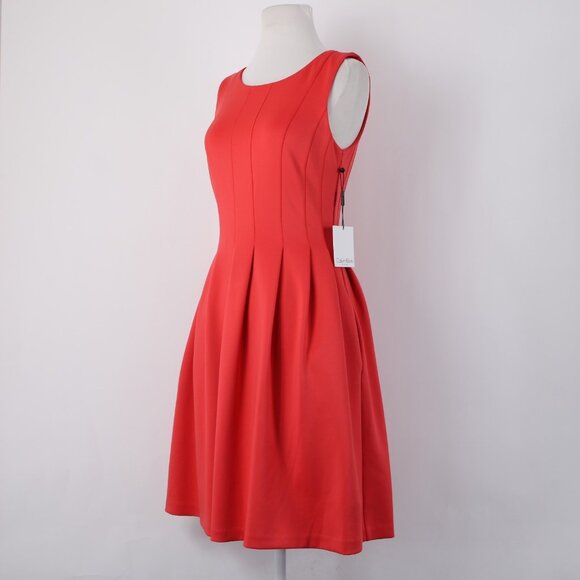 Calvin Klein Dress $124 Sz 6 Pink Sleeveless Pockets Polyester Spandex Dress - Picture 5 of 14